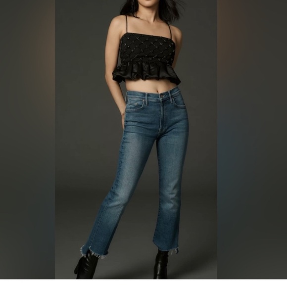 MOTHER The insider Crop Step Fray Jeans In Work Hard Play Hard Size 25 - Picture 2 of 12